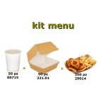 KIT Menu I: Scatola Hamburger + Vaschetta fritti + Bicchiere bevanda